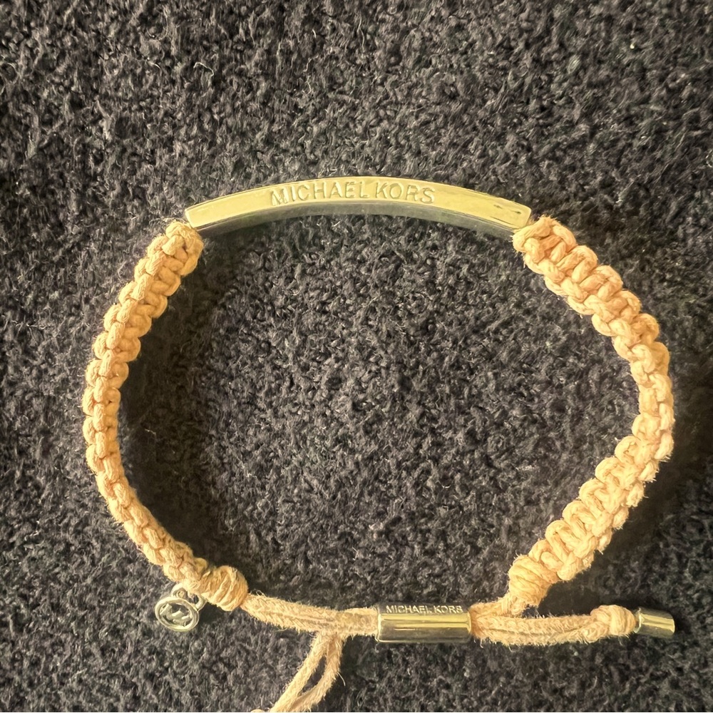 Micheal Kors | Bracelet | tan cord with Silver pave band and silver accent